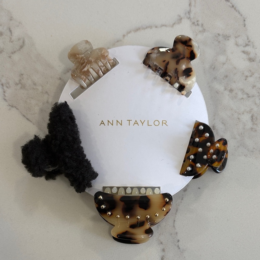 Ann Taylor Tortoise & Black Hair Clip Collection Set of 5